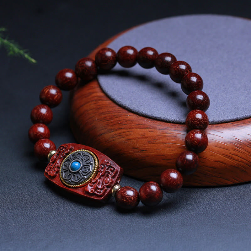 Nimara Ritual Small Leaf Red Sandalwood Green Sandalwood Six True Words Peace Bracelet