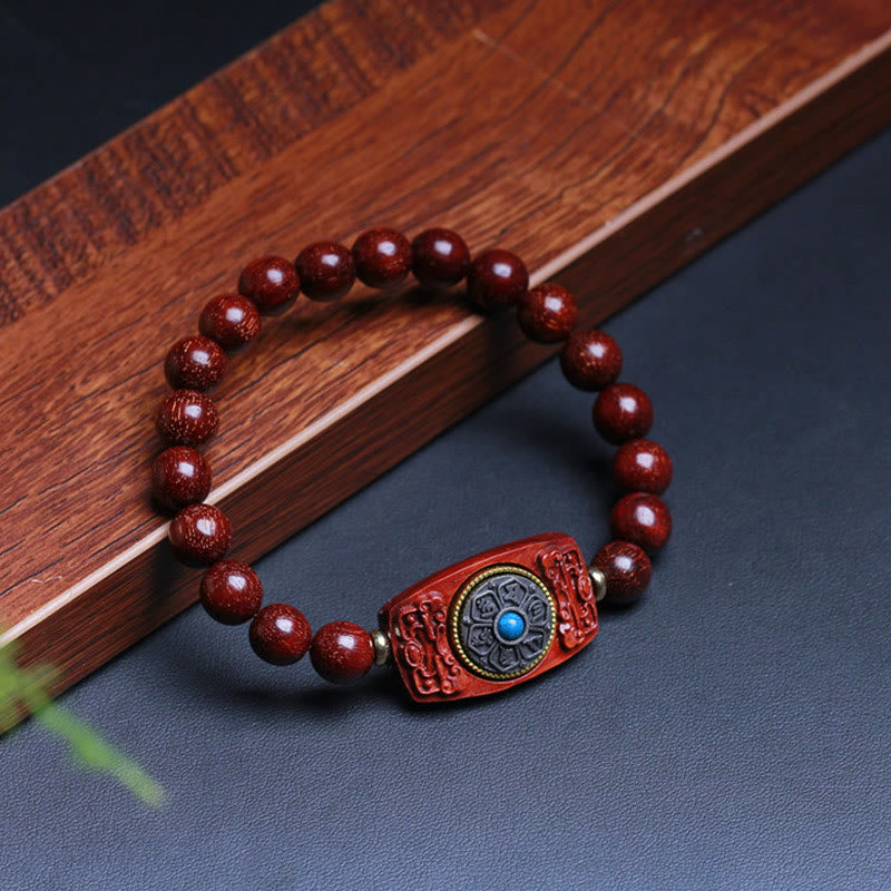 Nimara Ritual Small Leaf Red Sandalwood Green Sandalwood Six True Words Peace Bracelet