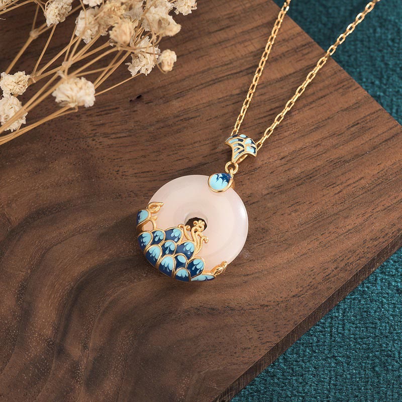 Nimara Ritual White Jade Peace Buckle Mountains And Sea Luck Necklace Pendant