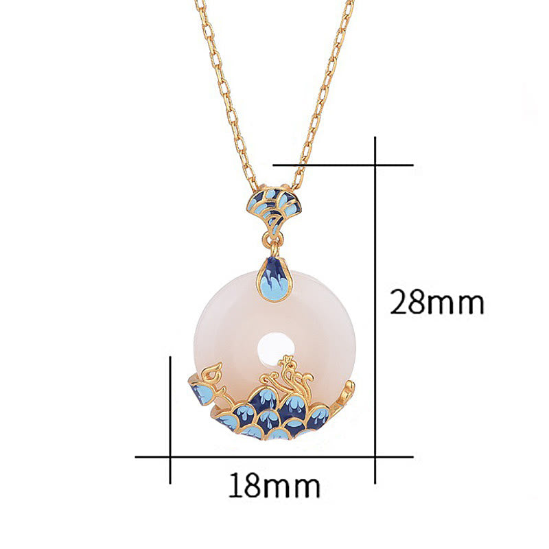Nimara Ritual White Jade Peace Buckle Mountains And Sea Luck Necklace Pendant