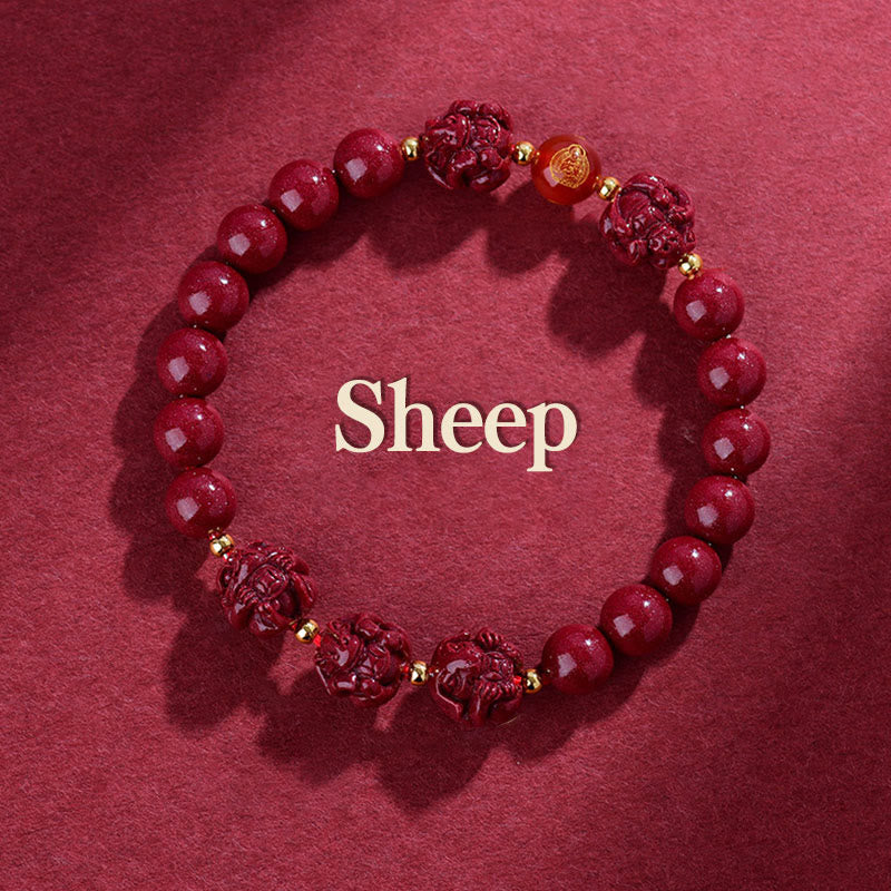 Nimara Ritual Chinese Zodiac Cinnabar Keep Away Evil Spirits Blessing Bracelet