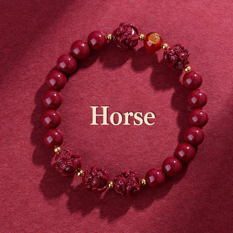 Nimara Ritual Chinese Zodiac Cinnabar Keep Away Evil Spirits Blessing Bracelet
