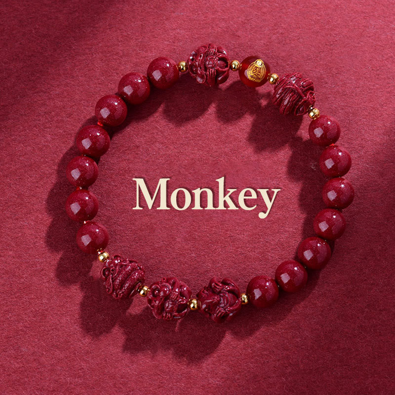 Nimara Ritual Chinese Zodiac Cinnabar Keep Away Evil Spirits Blessing Bracelet