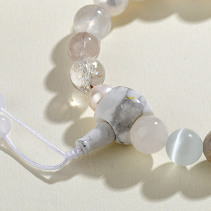Nimara Ritual White Agate Pearl 18 Beads Balance Luck Bracelet
