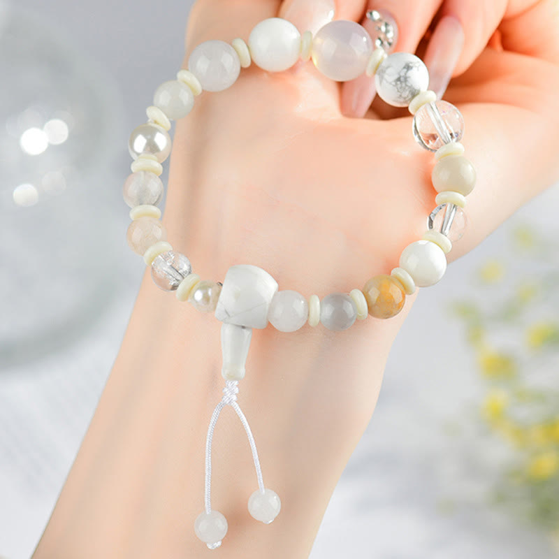 Nimara Ritual White Agate Pearl 18 Beads Balance Luck Bracelet