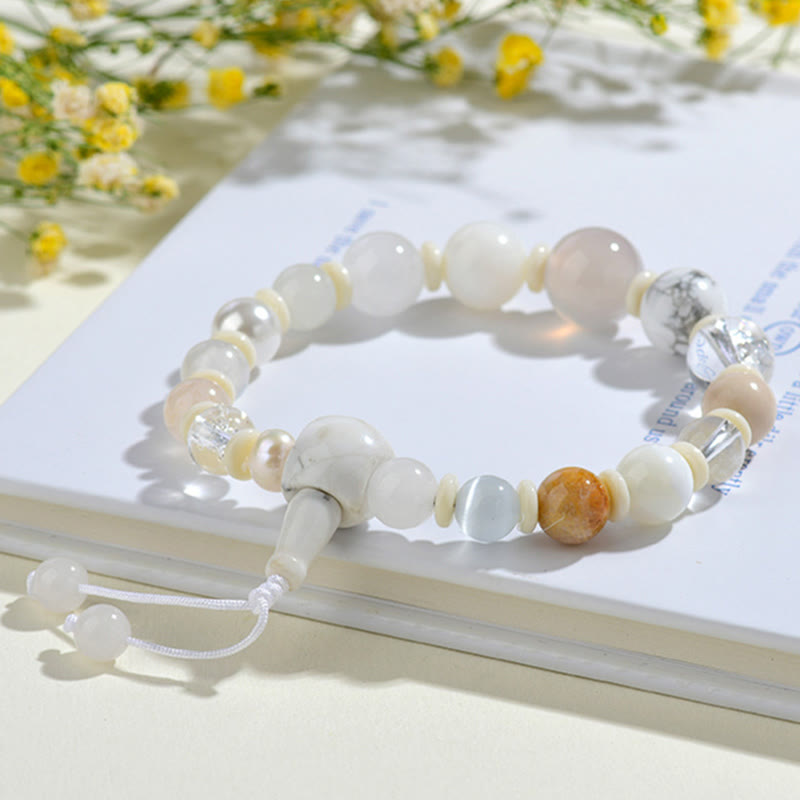 Nimara Ritual White Agate Pearl 18 Beads Balance Luck Bracelet