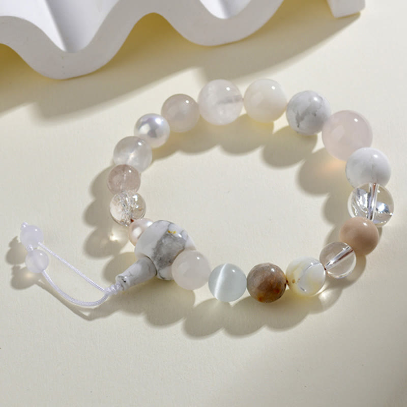 Nimara Ritual White Agate Pearl 18 Beads Balance Luck Bracelet