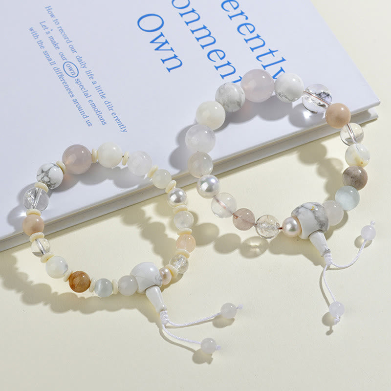 Nimara Ritual White Agate Pearl 18 Beads Balance Luck Bracelet