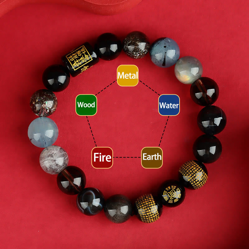 Nimara Ritual Five Elements God Of Wealth Various Crystal Agate Wealth Luck Bracelet