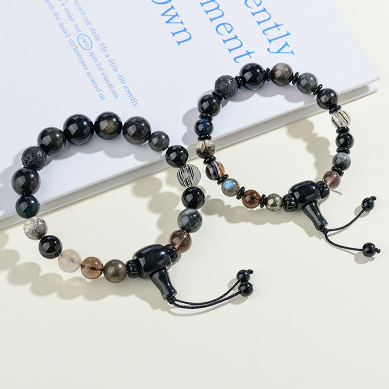 Nimara Ritual Five Elements Various Crystal Black Obsidian Wealth Wisdom Bracelet