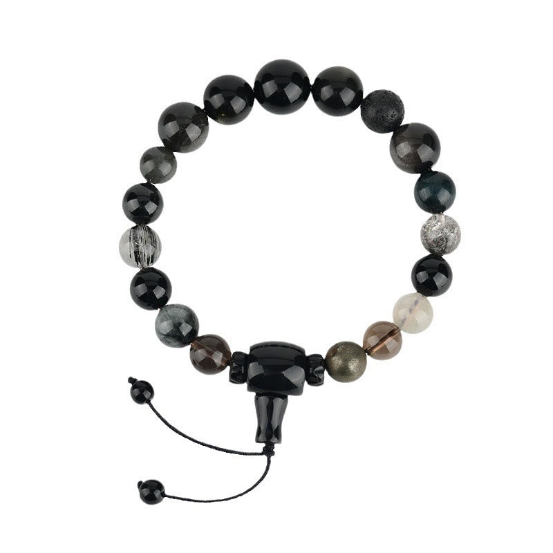 Nimara Ritual Five Elements Various Crystal Black Obsidian Wealth Wisdom Bracelet