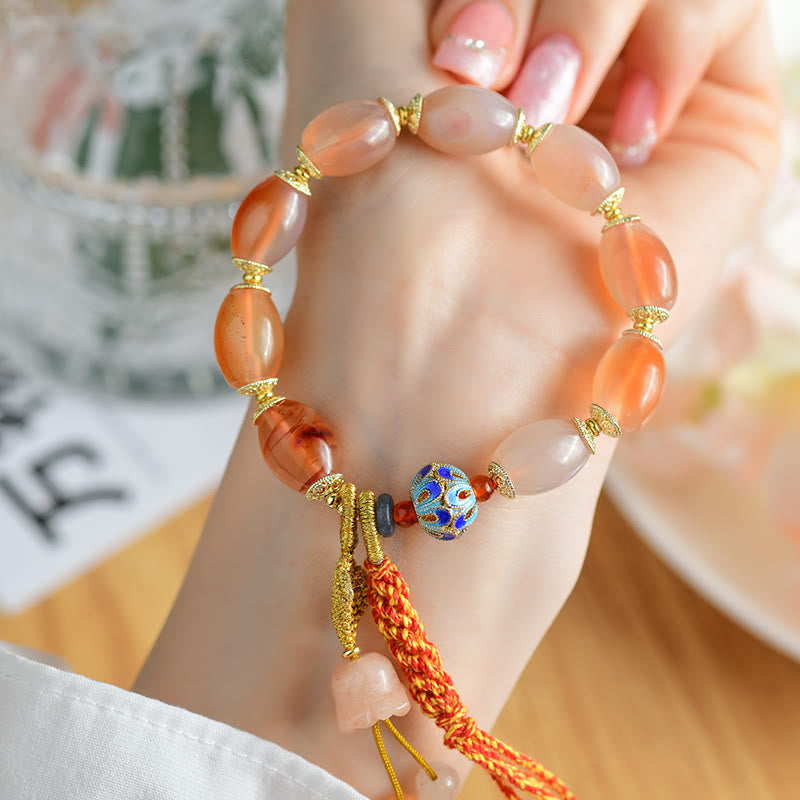 Nimara Ritual Tibetan White Jade Agate Strength Confidence Bracelet