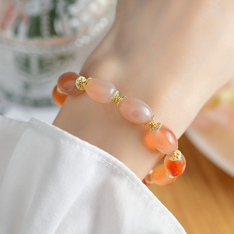 Nimara Ritual Tibetan White Jade Agate Strength Confidence Bracelet