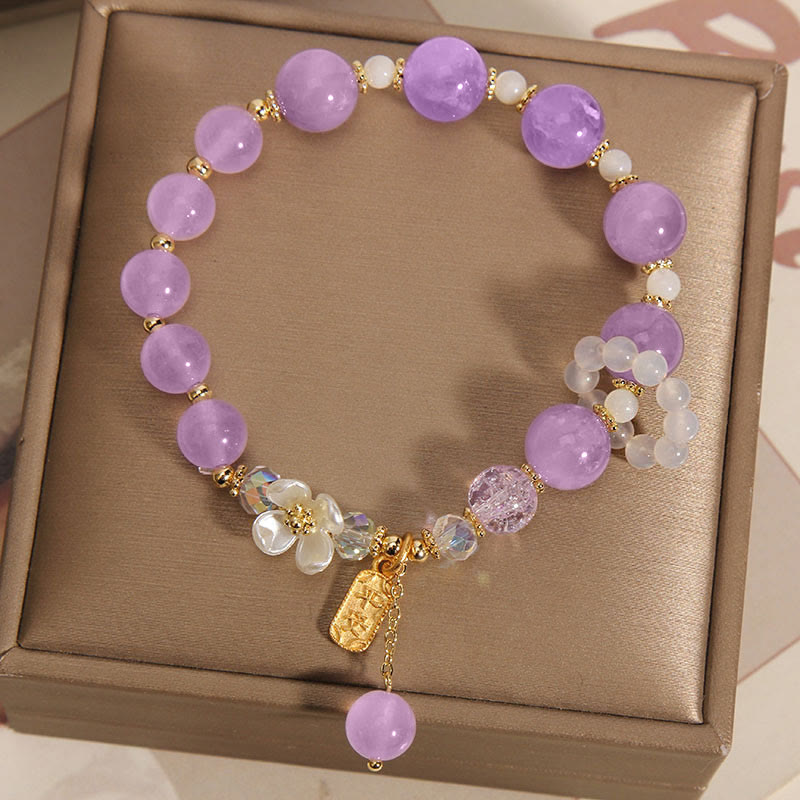 Nimara Ritual Natural Blue Crystal Amethyst Chalcedony Flower Healing Bracelet