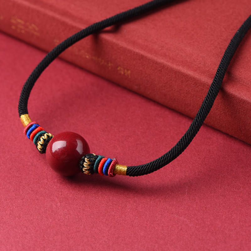 Nimara Ritual Cinnabar Lucky Bead Keep Away Evil Spirits Necklace Pendant