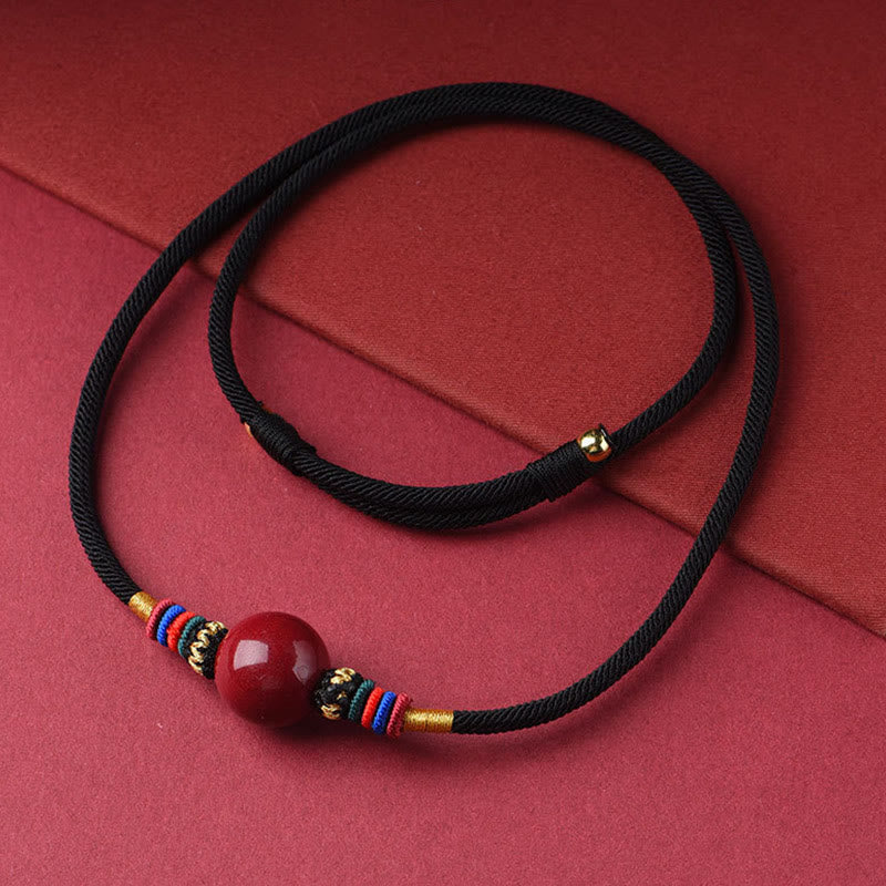 Nimara Ritual Cinnabar Lucky Bead Keep Away Evil Spirits Necklace Pendant