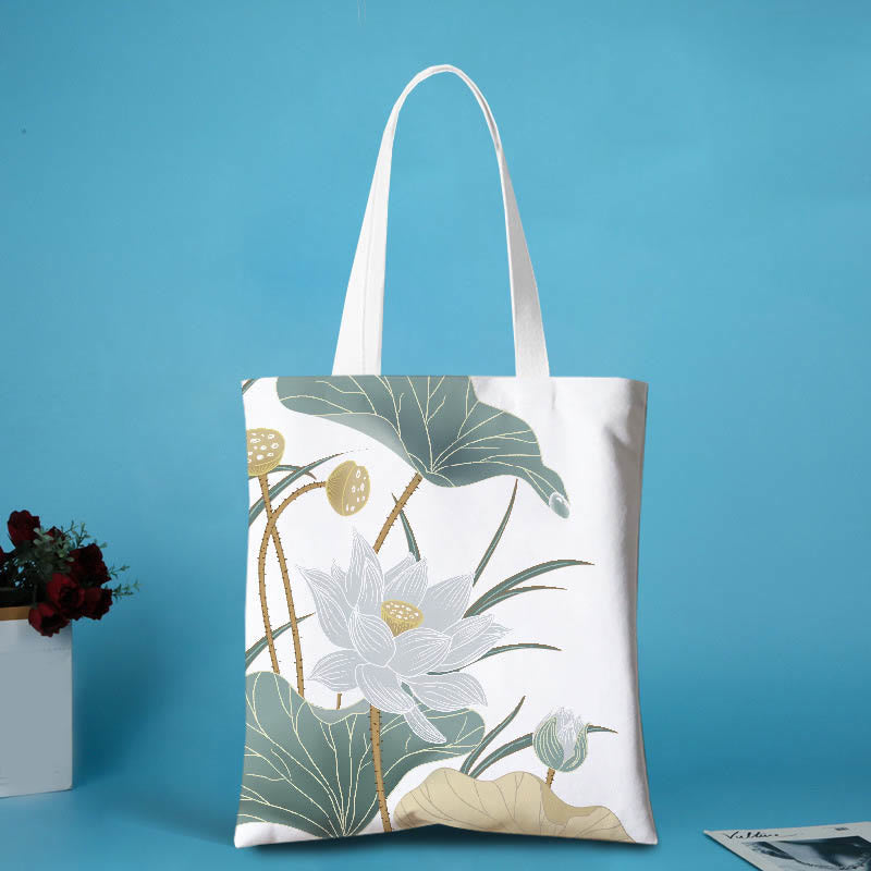 Nimara Ritual Canvas Metal Lotus Shoulder Bag