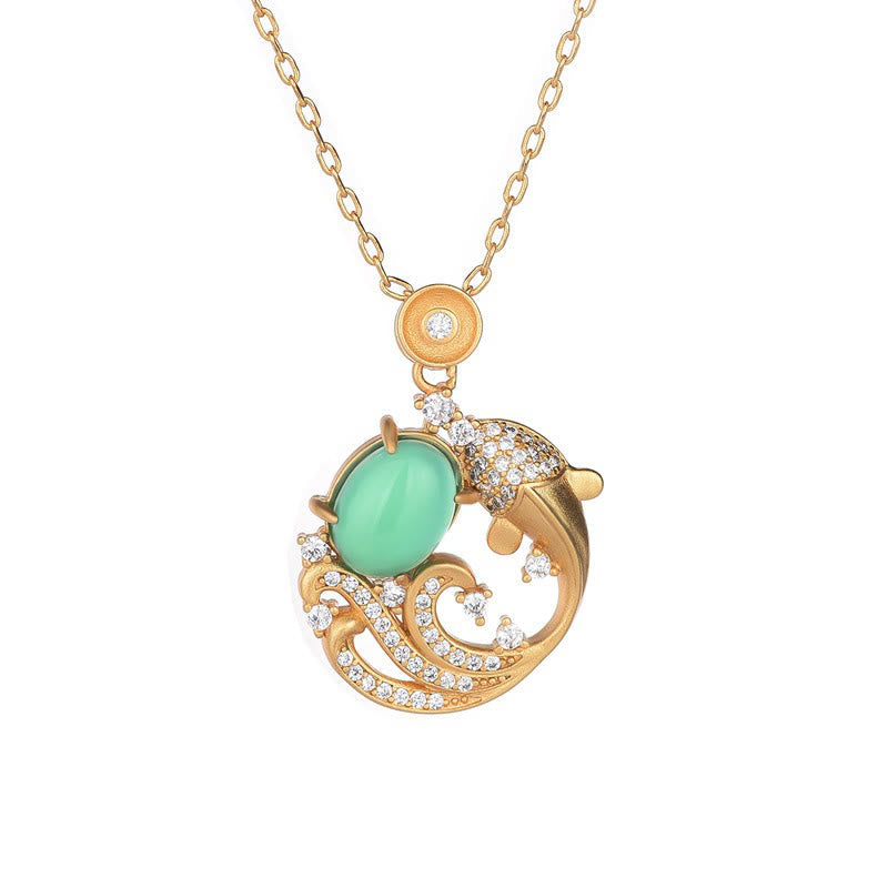 Nimara Ritual Green Chalcedony Koi Fish Strength Necklace Pendant