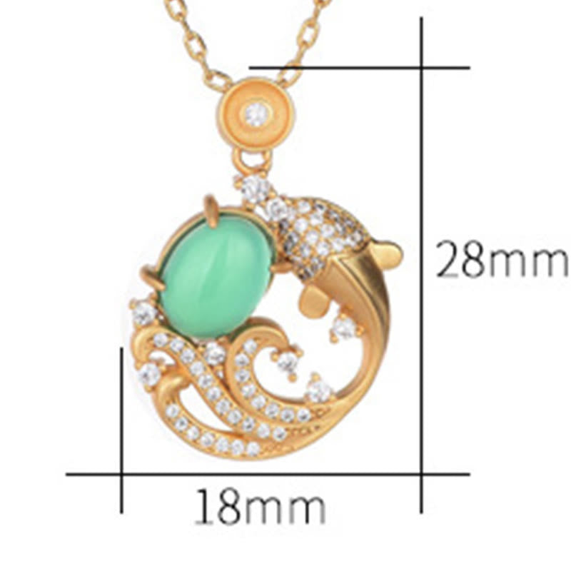 Nimara Ritual Green Chalcedony Koi Fish Strength Necklace Pendant