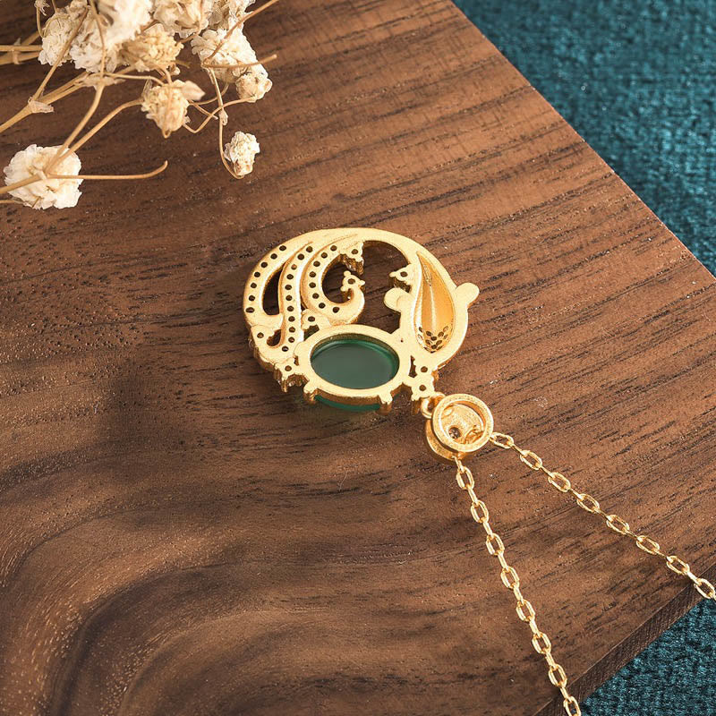 Nimara Ritual Green Chalcedony Koi Fish Strength Necklace Pendant