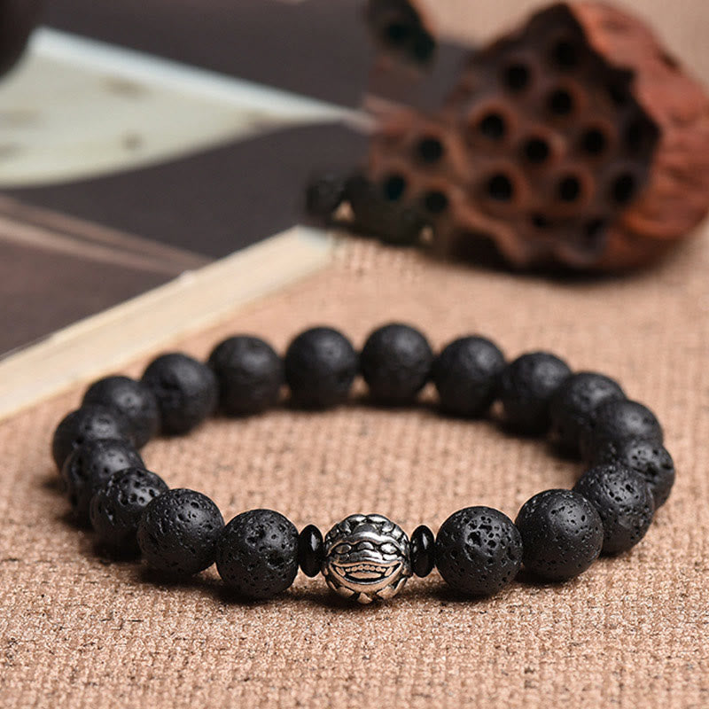 Nimara Ritual Lava Rock Beads White Copper PiXiu Wealth Bracelet