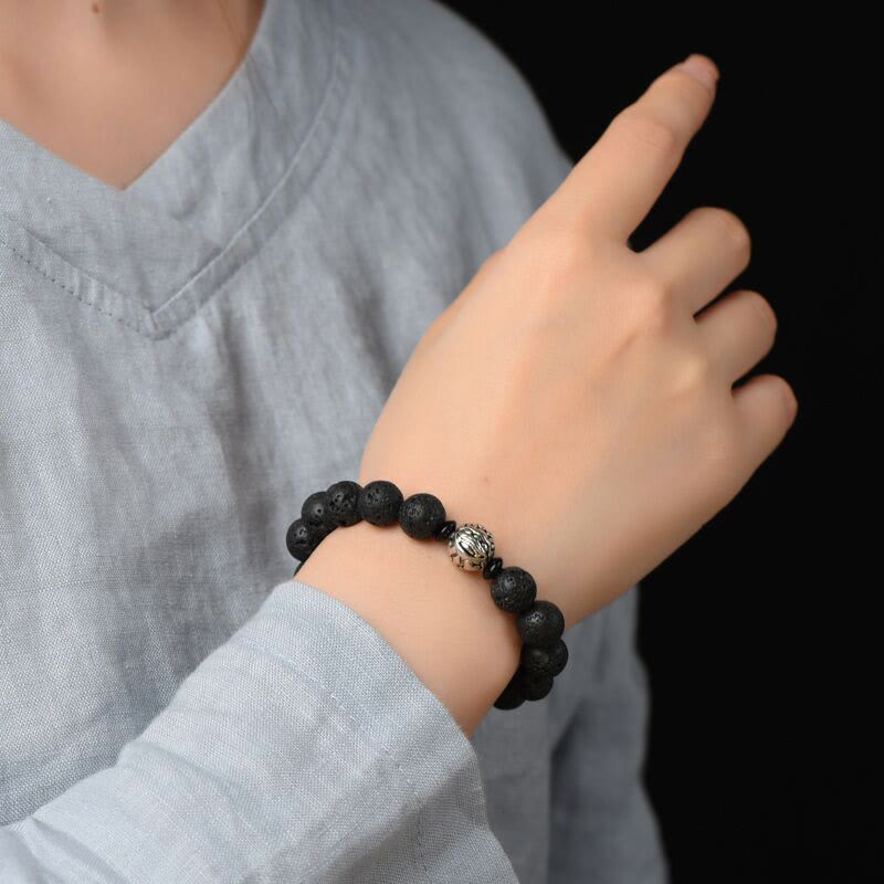 Nimara Ritual Lava Rock Beads White Copper PiXiu Wealth Bracelet