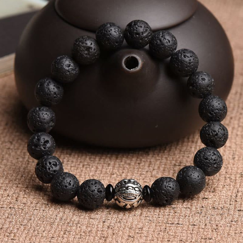 Nimara Ritual Lava Rock Beads White Copper PiXiu Wealth Bracelet