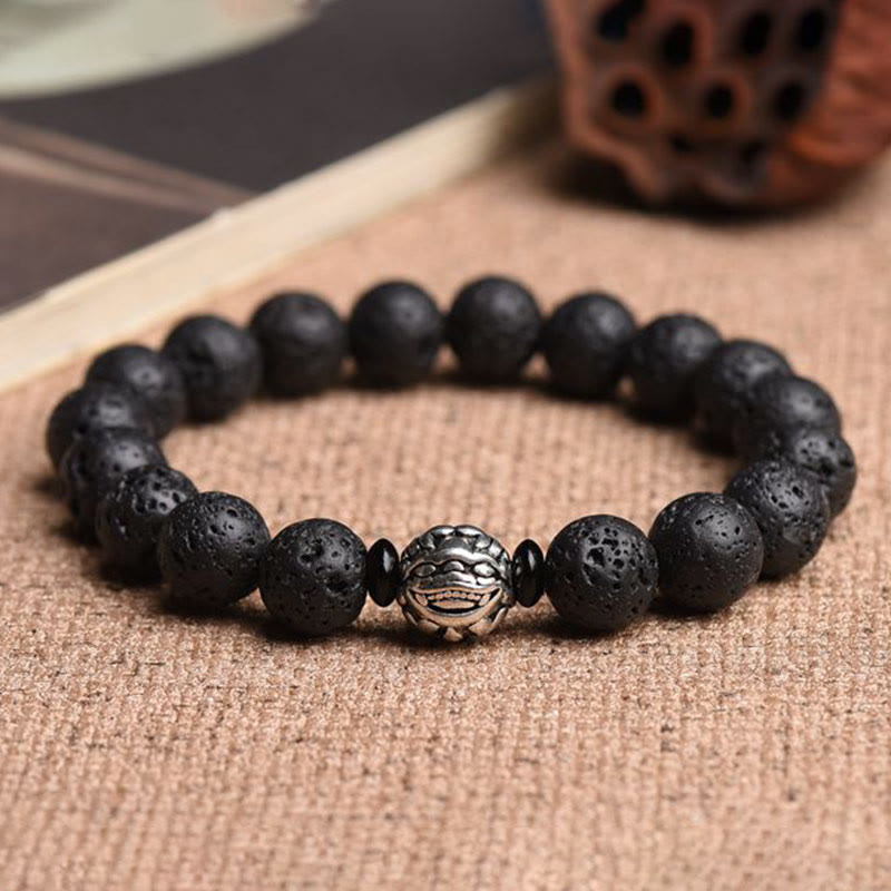 Nimara Ritual Lava Rock Beads White Copper PiXiu Wealth Bracelet