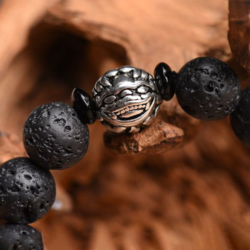 Nimara Ritual Lava Rock Beads White Copper PiXiu Wealth Bracelet