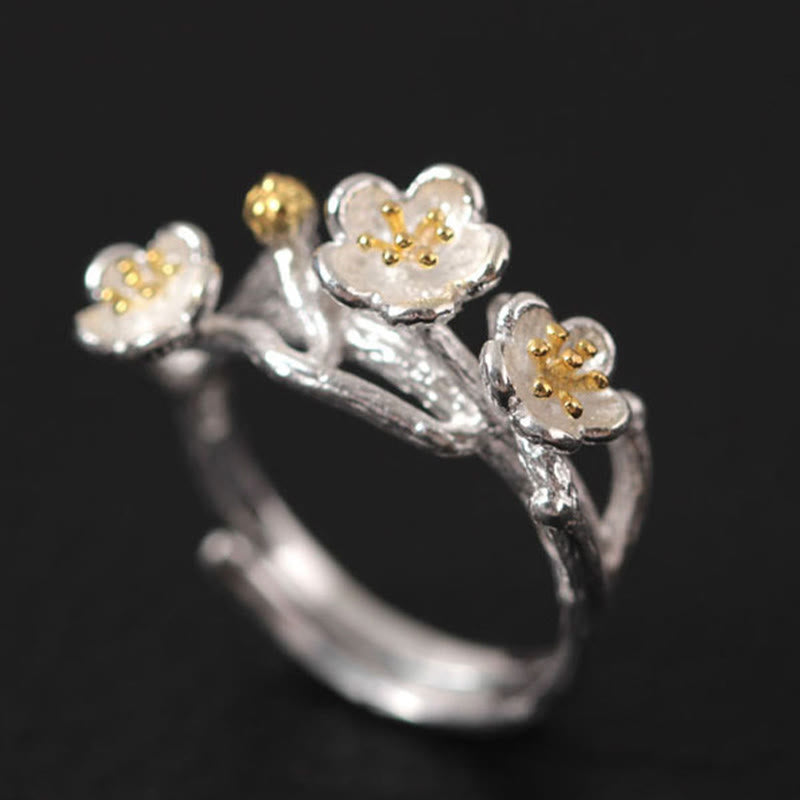Nimara Ritual 925 Sterling Silver Plum Bossom Calm Ring