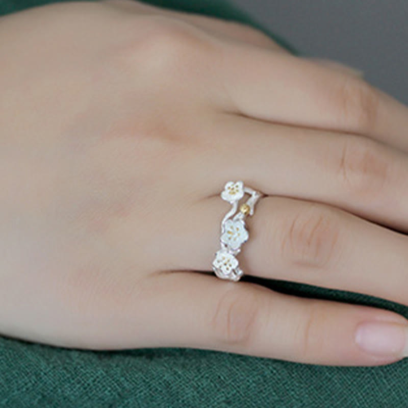 Nimara Ritual 925 Sterling Silver Plum Bossom Calm Ring