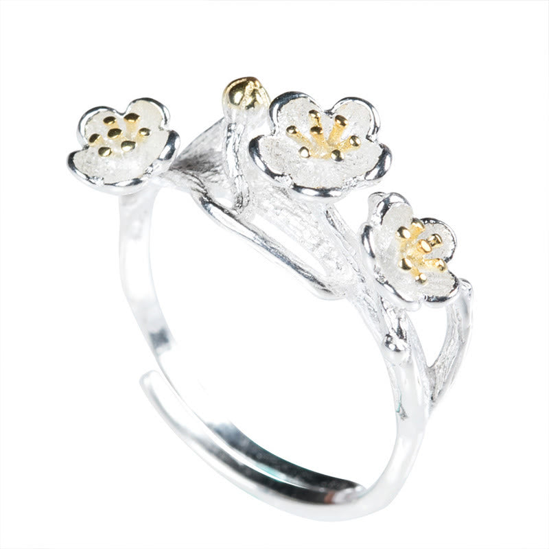 Nimara Ritual 925 Sterling Silver Plum Bossom Calm Ring