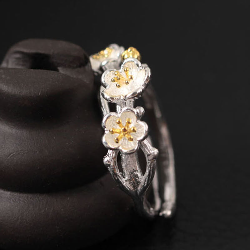 Nimara Ritual 925 Sterling Silver Plum Bossom Calm Ring