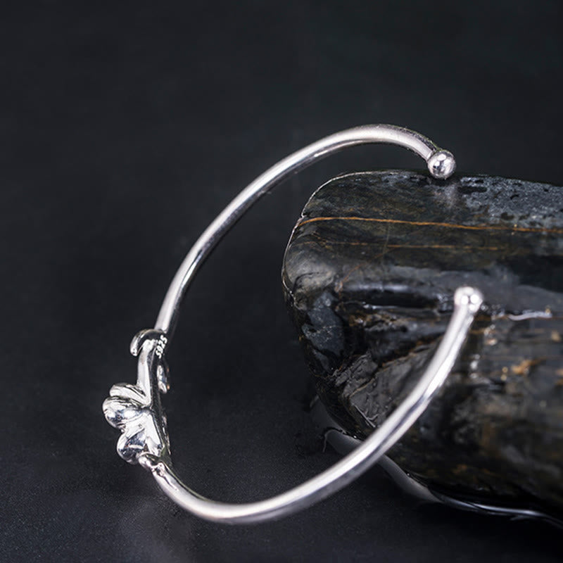 Nimara Ritual 925 Sterling Silver Cherry Blossom Luck Bracelet Bangle