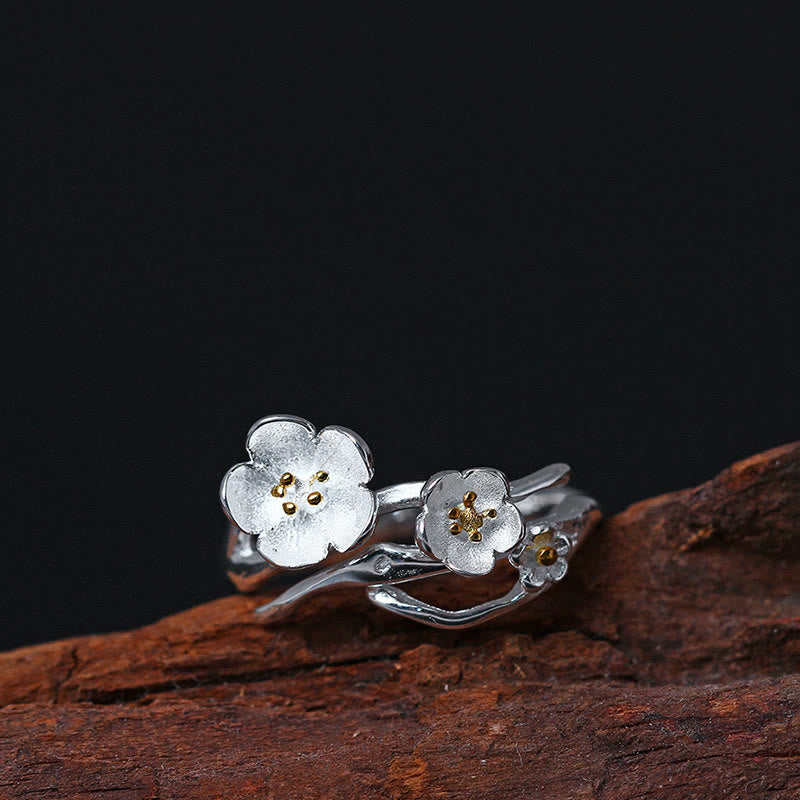 Nimara Ritual 925 Sterling Silver Plum Bossom Balance Ring