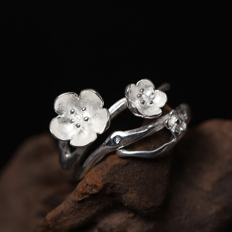 Nimara Ritual 925 Sterling Silver Plum Bossom Balance Ring