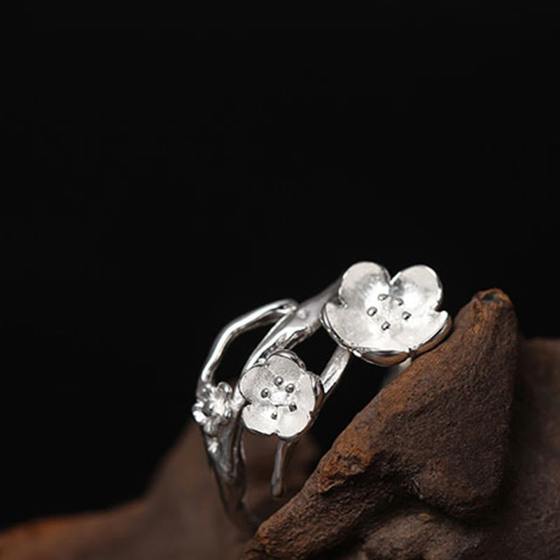 Nimara Ritual 925 Sterling Silver Plum Bossom Balance Ring