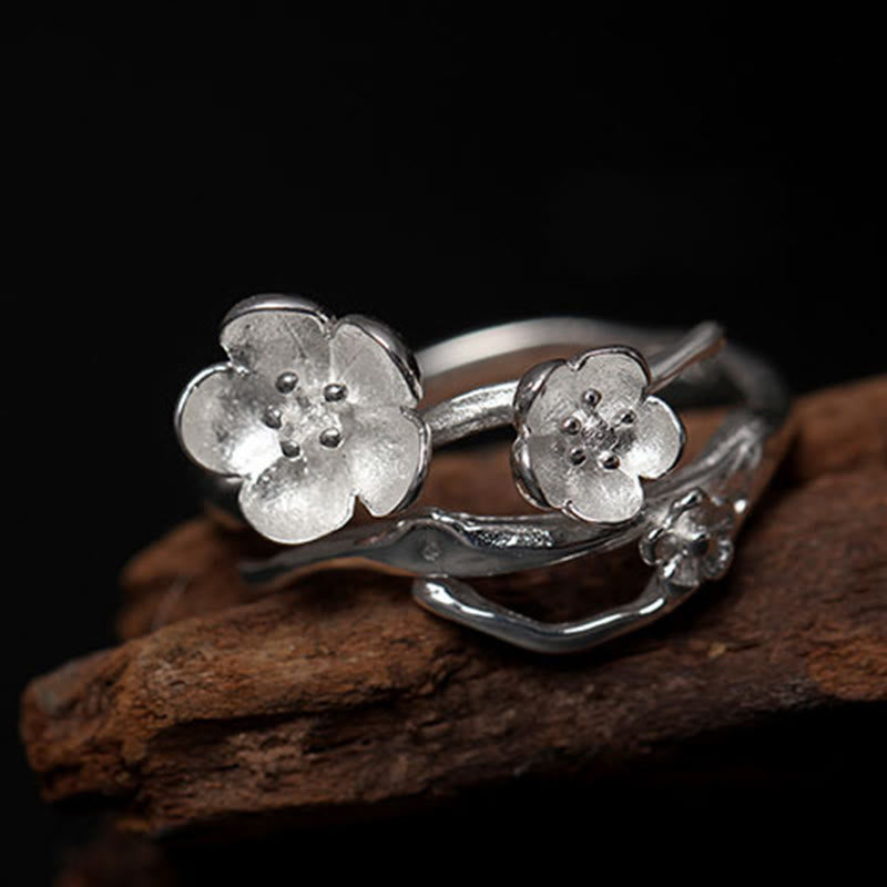 Nimara Ritual 925 Sterling Silver Plum Bossom Balance Ring