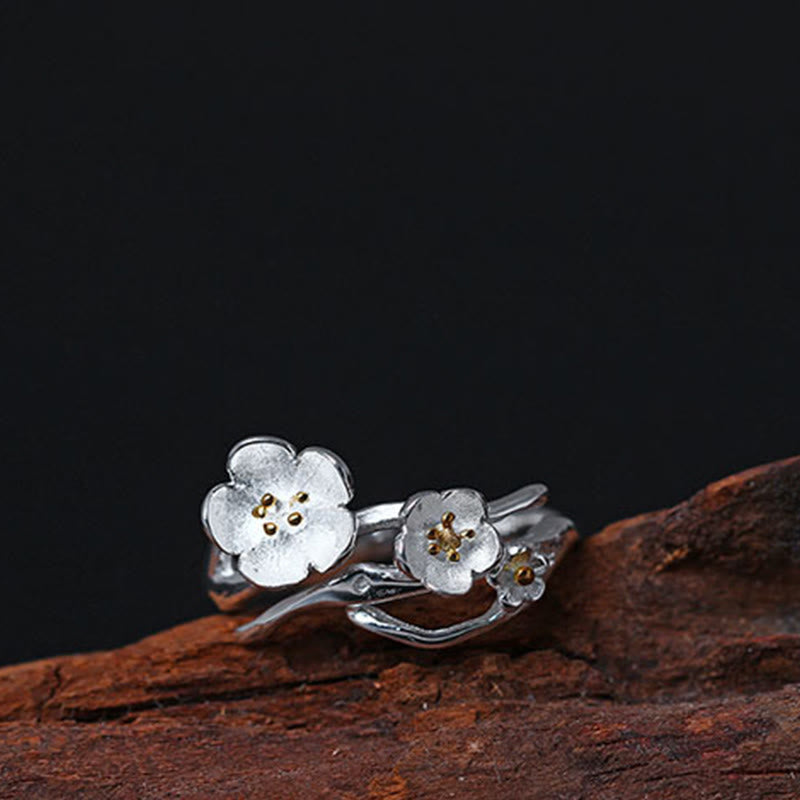 Nimara Ritual 925 Sterling Silver Plum Bossom Balance Ring