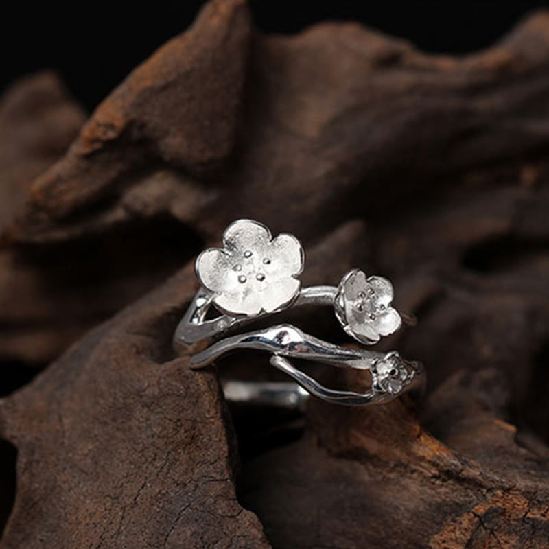 Nimara Ritual 925 Sterling Silver Plum Bossom Balance Ring