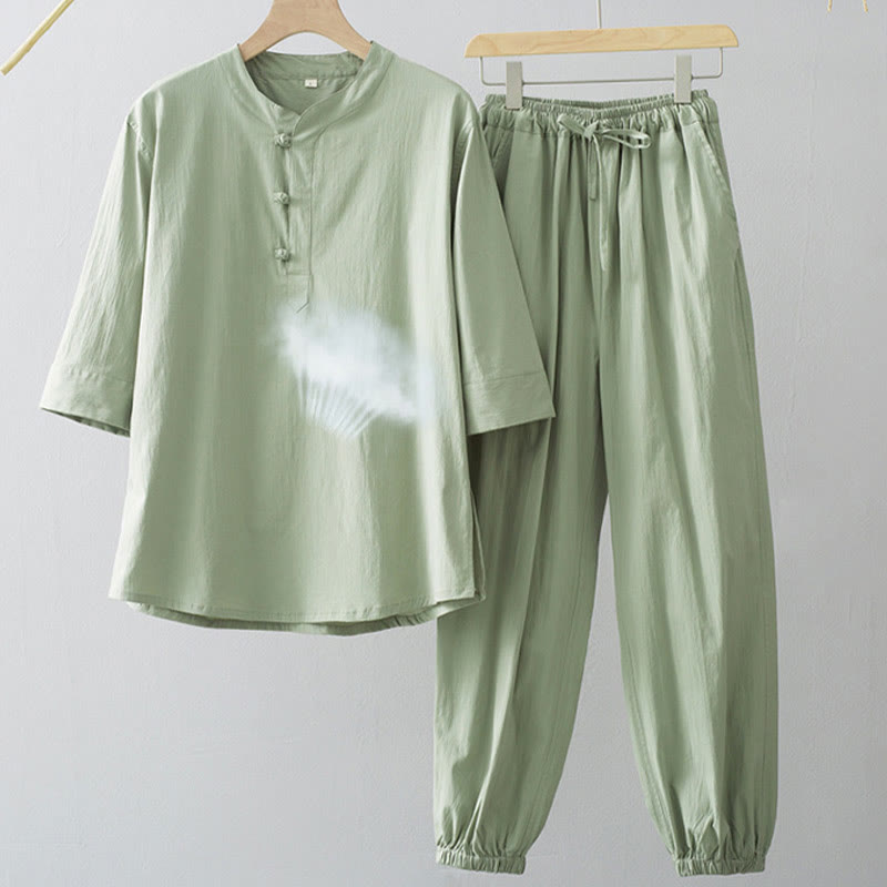 Nimara Ritual Frog-Button Three Quarter Sleeve Shirt Pants Men's Suit