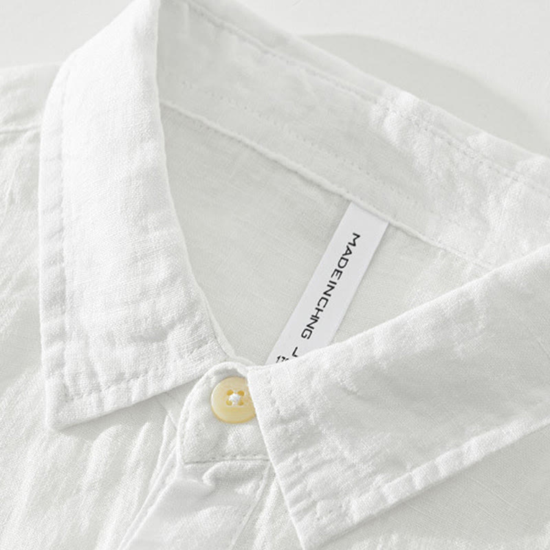 Nimara Ritual Solid Color Loose Long Sleeve Half Button Shirt Linen Men Clothing