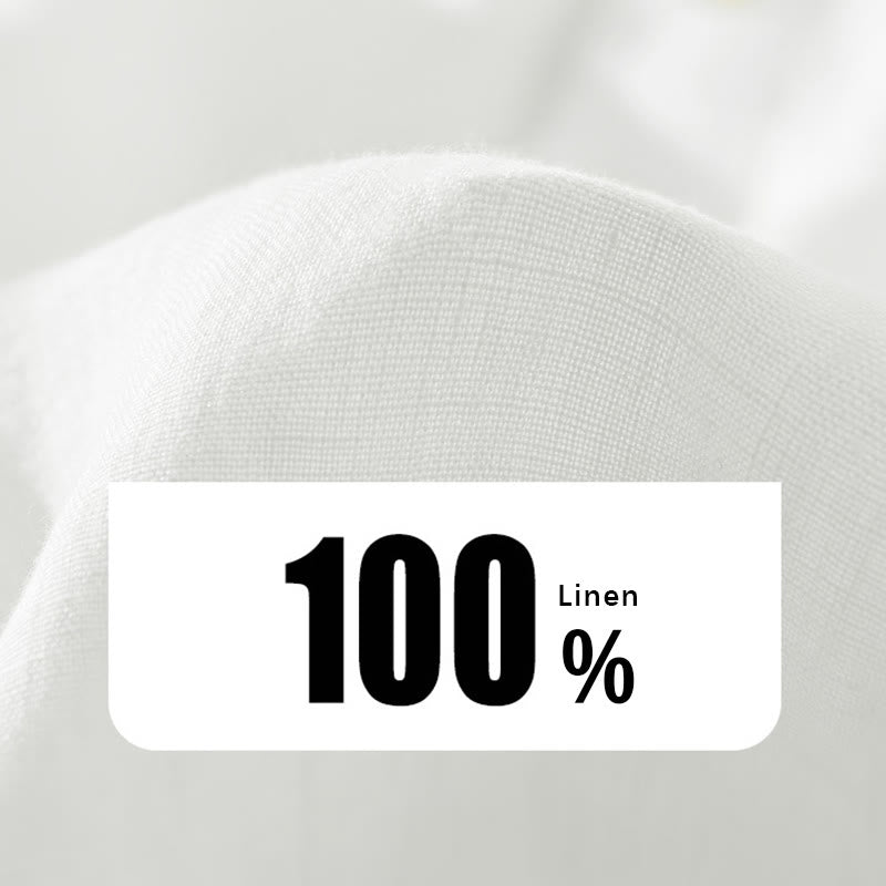 Nimara Ritual Solid Color Loose Long Sleeve Half Button Shirt Linen Men Clothing