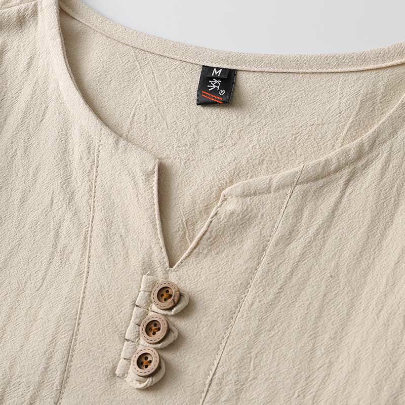 Nimara Ritual Solid Color Long Sleeve Button Shirt Cotton Linen Men Clothing