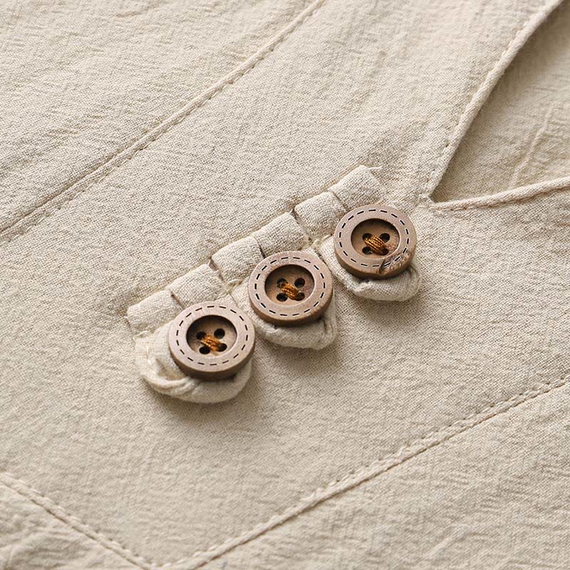 Nimara Ritual Solid Color Long Sleeve Button Shirt Cotton Linen Men Clothing