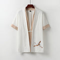 Nimara Ritual Fake Two-piece Men's Half Sleeve Embroidery Hanfu Comfort Cotton Kimono