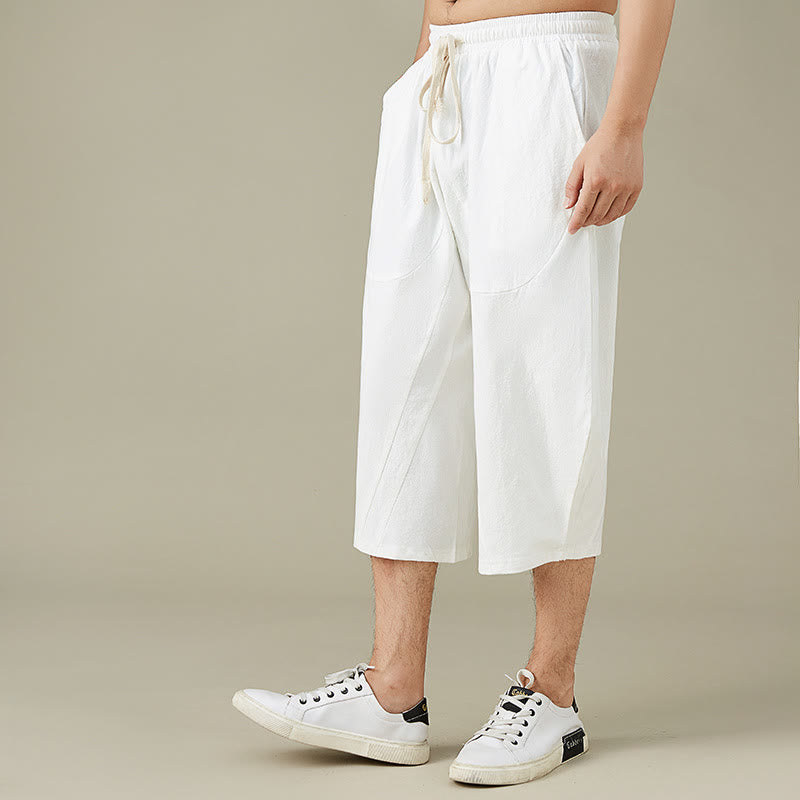 Nimara Ritual Casual Solid Color Leisure Cotton Men's Tapered Pants With Pockets