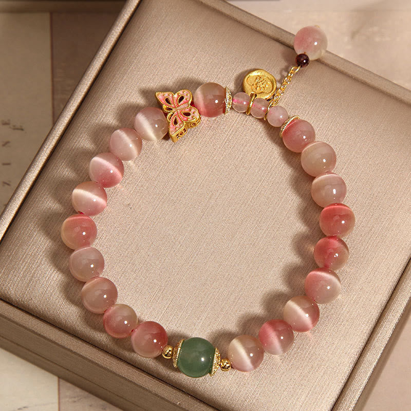 Nimara Ritual Gradient Pink Cat's Eye Butterfly Peace Bracelet