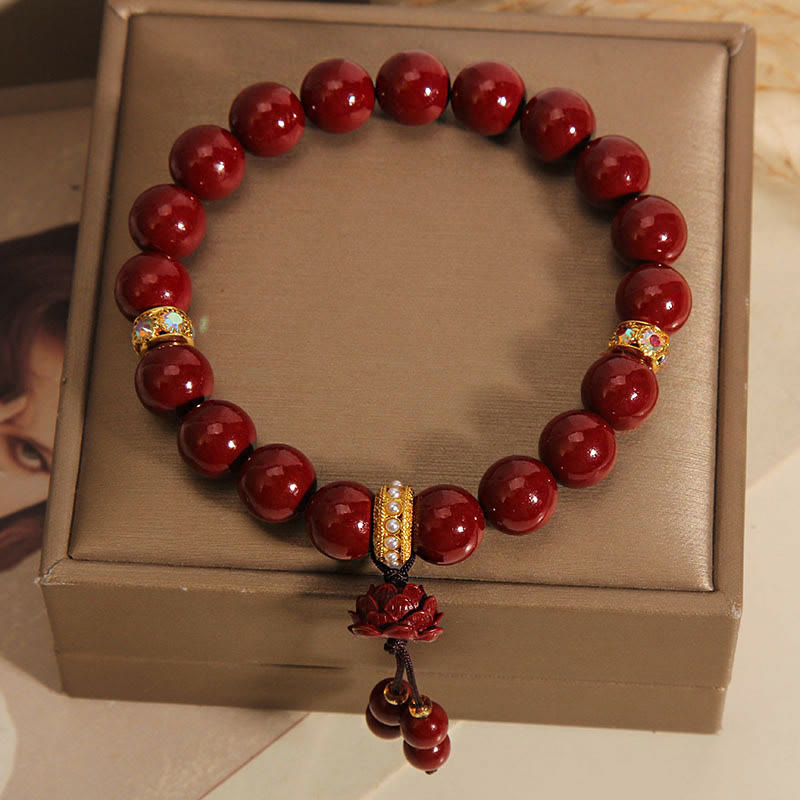 Nimara Ritual Cinnabar Lotus Blessing Charm Bracelet
