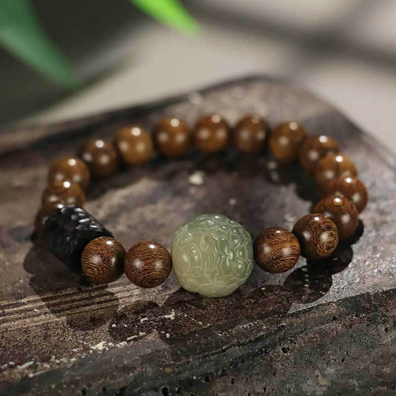 Calm Healing Sandalwood Bodhi Seed PiXiu Ebony Wood Bead Bracelet